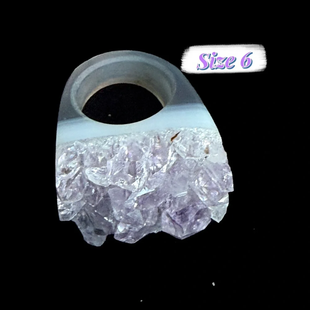 Raw Amethyst Crystal Statement Ring Size 6 - Picture 1 of 1